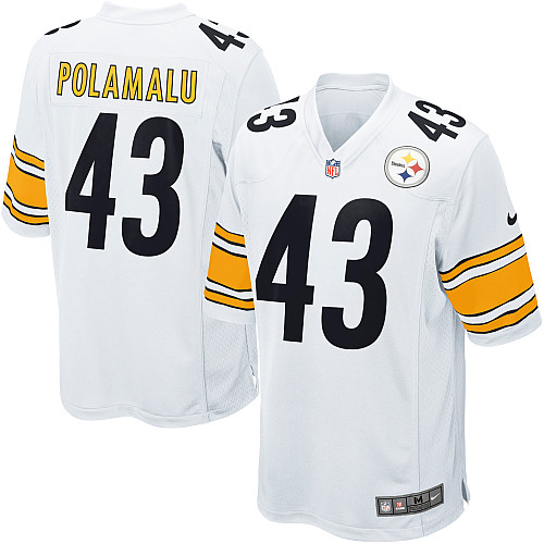 Men's Game Troy Polamalu Nike Jersey White Road - #43 NFL Pittsburgh Steelers